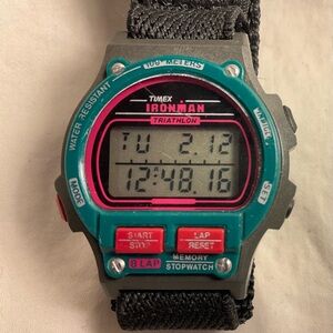 RARE Timex Ironman Triathlon Ladies/Womens/Unisex Watch Red/Teal Indiglo Vintage